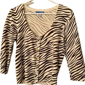Vintage Y2K dELiA*s Zebra Print Cardigan, Junior’s Size Large